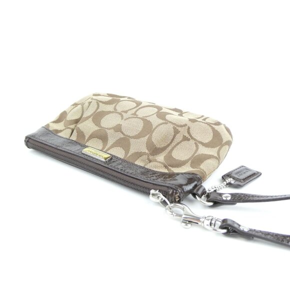 Coach Signature Khaki Brown Wristlet - Picture 3 of 12